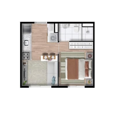 Mundo Apto Jabaquara - Planta 25m² - 1 dorm Mundo Apto Jabaquara - Planta 25m² - 1 dorm