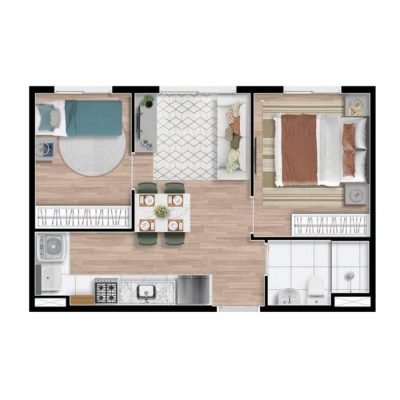 Mundo Apto Jabaquara - Planta 34m² - 2 dorms Mundo Apto Jabaquara - Planta 34m² - 2 dorms