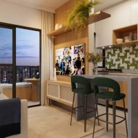 Orbi Saúde - Perspectiva living 34m² Orbi Saúde - Perspectiva living 34m²