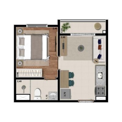 Orbi Saúde - Planta 25m² - 1 dormitório Orbi Saúde - Planta 25m² - 1 dormitório