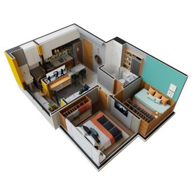 Orbi Saúde - Planta 34m² - 3D Orbi Saúde - Planta 34m² - 3D