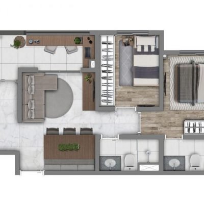 Vivaz Prime Vila Maria - Planta 44m² - 2 dorms com suíte Vivaz Prime Vila Maria - Planta 44m² - 2 dorms com suíte