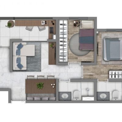 Vivaz Prime Vila Maria - Planta 46m² - 2 dorms com suíte Vivaz Prime Vila Maria - Planta 46m² - 2 dorms com suíte
