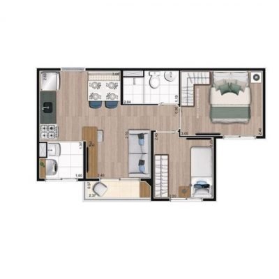 Easy Ipiranga - Planta 37m² - 2 dorms | meio Easy Ipiranga - Planta 37m² - 2 dorms | meio