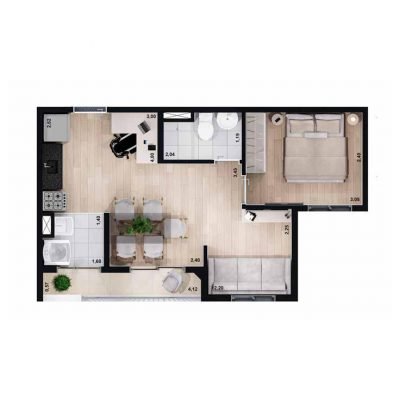 Nort Limão - Planta 38m² - opção 1 dorm Nort Limão - Planta 38m² - opção 1 dorm