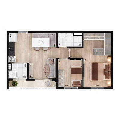 Nort Limão - Planta 45m² - 2 dorms Nort Limão - Planta 45m² - 2 dorms