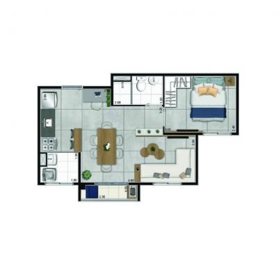 Gran Kazzas Botanic - Planta 37m² - Opção 1 dorm Gran Kazzas Botanic - Planta 37m² - Opção 1 dorm