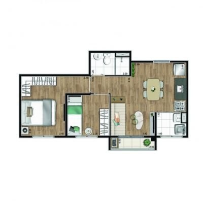 Gran Kazzas Botanic - Planta 39m² - 2 dorms Gran Kazzas Botanic - Planta 39m² - 2 dorms