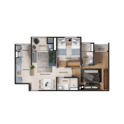 Terrazo Ipiranga - Planta 47m² - 2 dorms Terrazo Ipiranga - Planta 47m² - 2 dorms