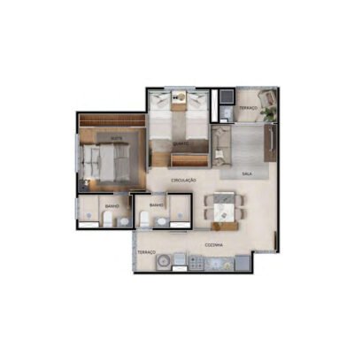 Terrazo Ipiranga - Planta 49m² - 2 dorms Terrazo Ipiranga - Planta 49m² - 2 dorms