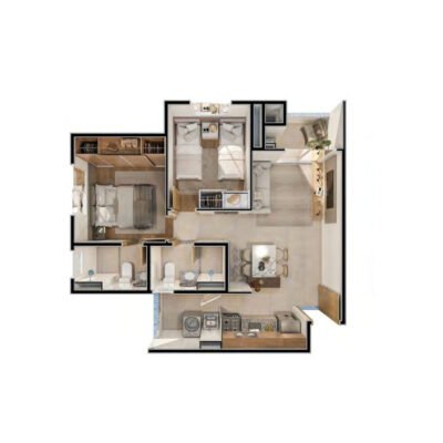 Terrazo Ipiranga - Planta 49m² - Isométrica Terrazo Ipiranga - Planta 49m² - Isométrica