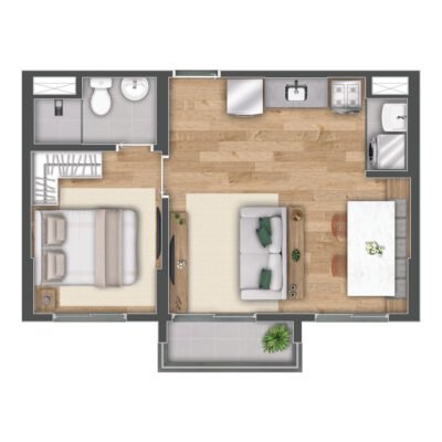 Vibra Estação Freguesia - Planta 37m² - Opção 1 suíte Vibra Estação Freguesia - Planta 37m² - Opção 1 suíte