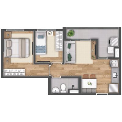 Vibra Estação Freguesia - Planta 41m² - 2 dorms - Meio Vibra Estação Freguesia - Planta 41m² - 2 dorms - Meio