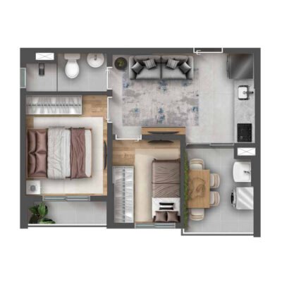Mood Vila Matilde - Planta 37m² - 2 dorms Mood Vila Matilde - Planta 37m² - 2 dorms