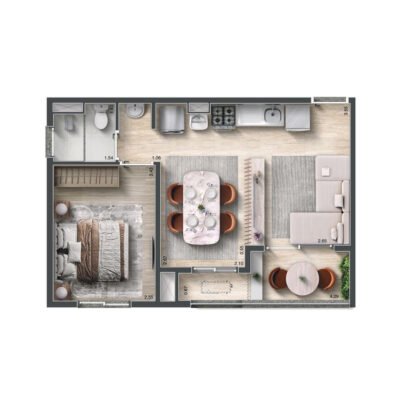 Today Platina - Planta 40m² - Opção 1 dorm Today Platina - Planta 40m² - Opção 1 dorm